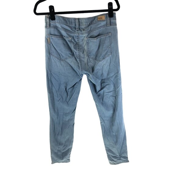 Paige Verdugo Crop Zip Jeans Light Blue Denim Blend With Ankle Zippers Size 28 - Picture 2 of 6